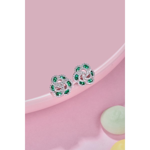 Cercei din argint cu flori și pietre verzi – cadoul perfect pentru femei elegante 3,79 gr