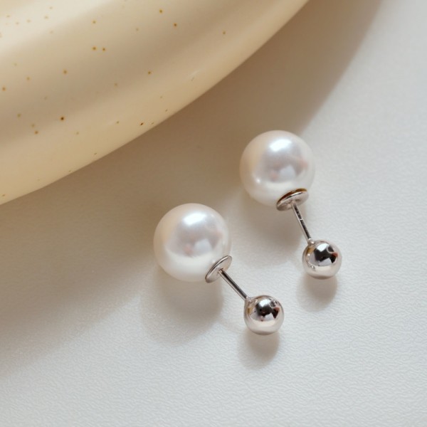 Cercei ball pearl argint, dama, perla si bila argint, argint 925, argintiu, 3,2gr