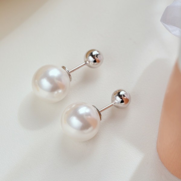 Cercei ball pearl argint, dama, perla si bila argint, argint 925, argintiu, 3,2gr