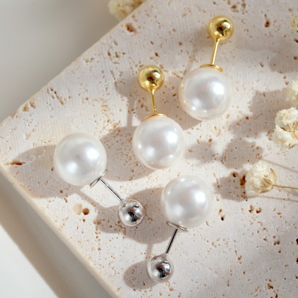 Cercei ball pearl argint, dama, perla si bila argint, argint 925, argintiu, 3,2gr