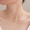 Colier floating pearls cu perle de cultura, colier fir transparent,  3 straturi, inchidere argint rodiat sau argint placat cu aur galben