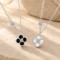 Lănțișor Argint cu Trifoi din Sidef Natural Mother of Pearl și Zirconiu – Van Luxy White, lănțișor cu Trifoi Mother of Pearl din Argint, argintiu/auriu, 1,95 gr