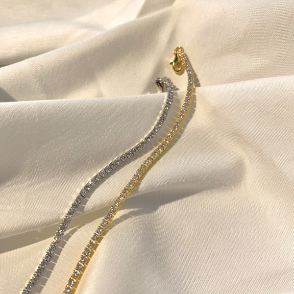 Bratara tennis din argint cu cristale zirconia, bratara ocazie eleganta, argint 925, pietre albe 2 mm, reglabila, 3,87gr